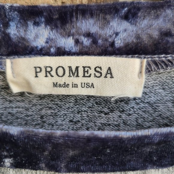 Promesa Women's Top Blouse Cold Open Shoulders Blue Gray Size S - Picture 3 of 8